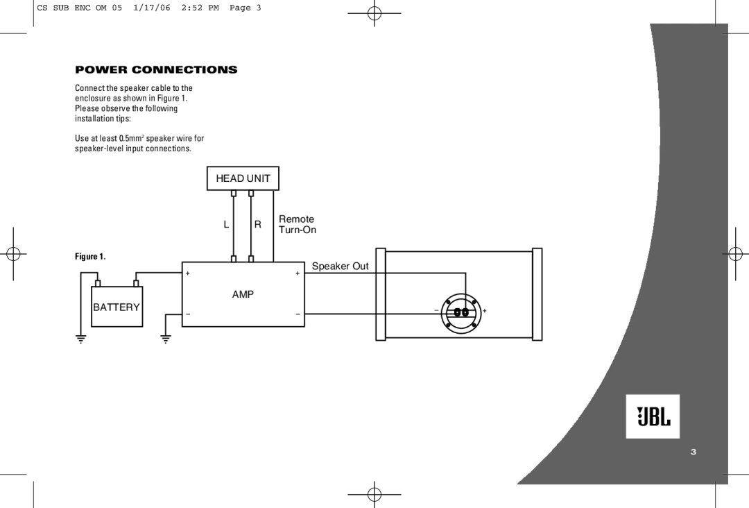 JBL CS1204T, CS1204B owner manual Power Connections 