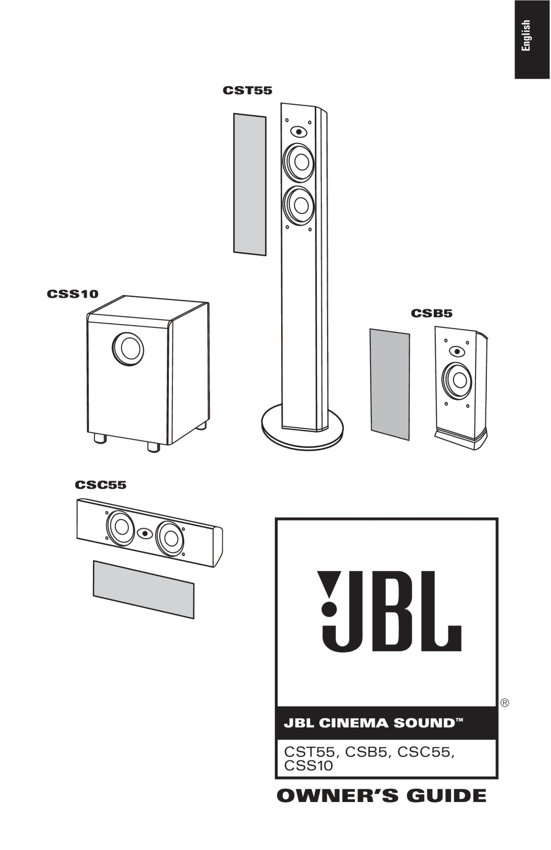 JBL CS1500 manual OWNER’S Guide, CST55 CSS10 CSB5 CSC55 