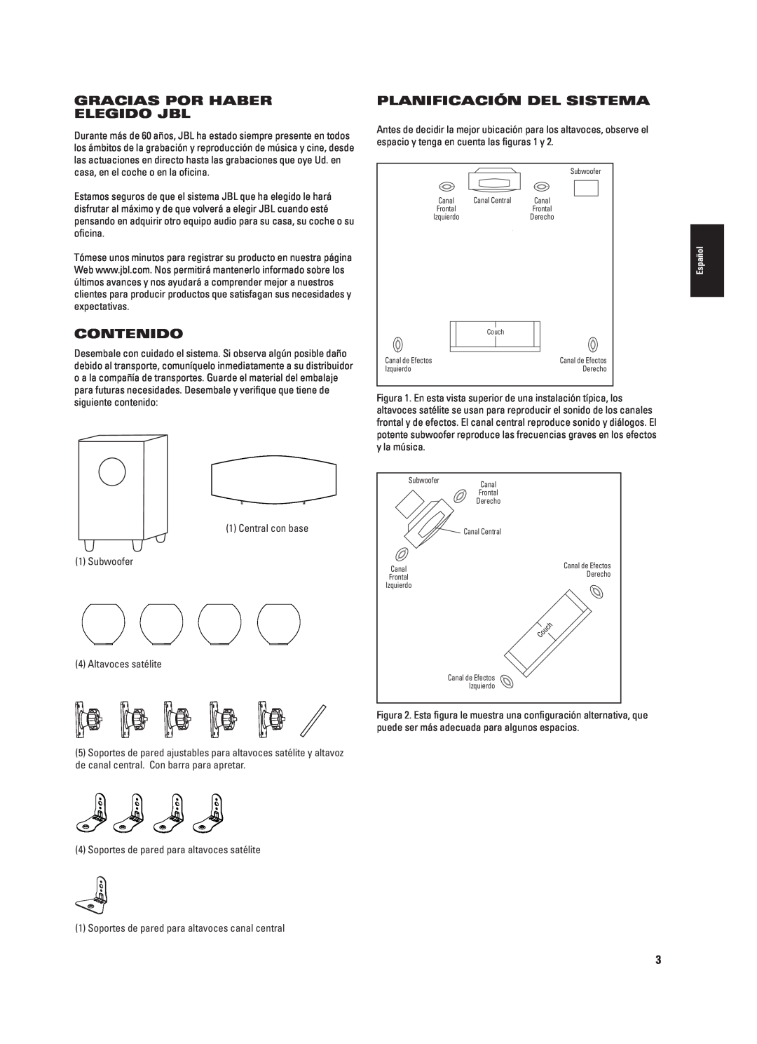 JBL CS460 (230V) manual Gracias Por Haber Elegido Jbl, Contenido, Planificación Del Sistema 