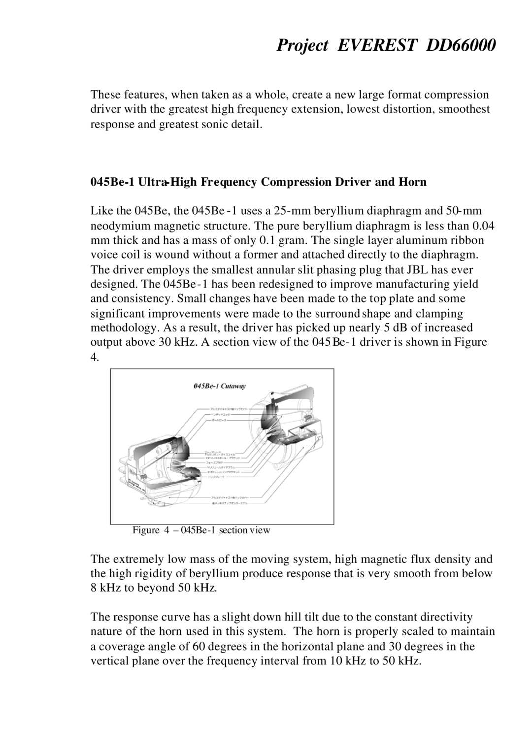 JBL DD66000 manual 045Be-1 Ultra-High Frequency Compression Driver and Horn, 045Be-1 section view 