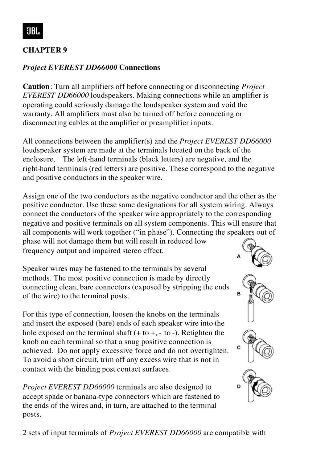 JBL manual Project Everest DD66000 Connections 