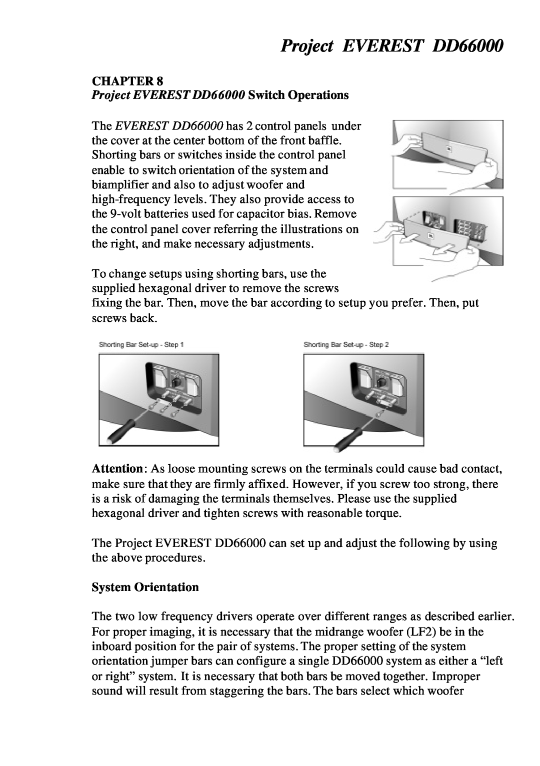 JBL manual Chapter, Project EVEREST DD66000 Switch Operations, System Orientation 