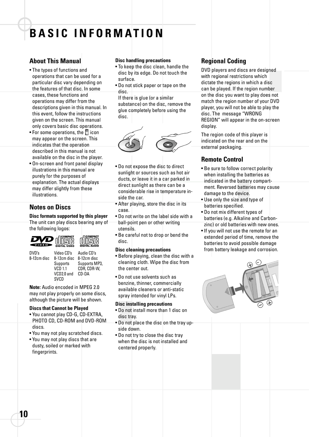 JBL DSC 400, DSC 800 manual S I C I N F O R M a T I O N, About This Manual, Regional Coding, Remote Control 