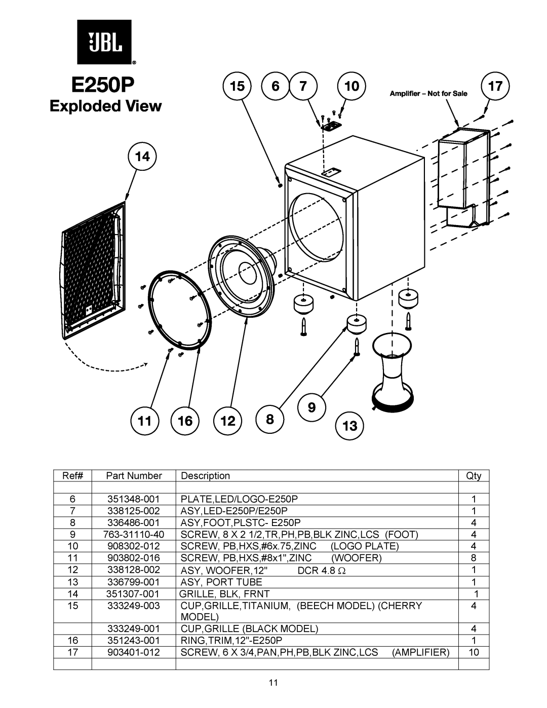 JBL E250P, P12SW service manual Exploded View 
