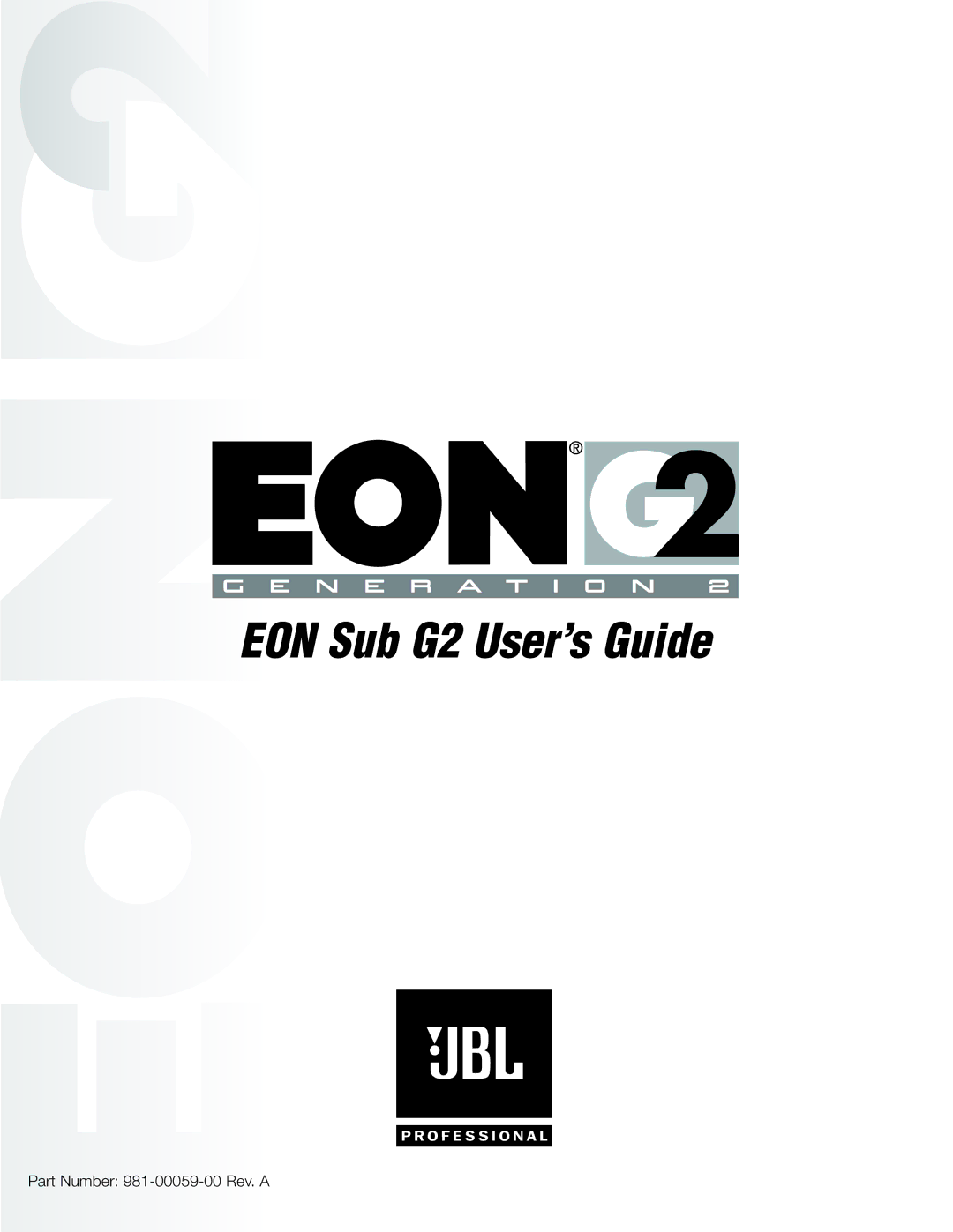 JBL EON PowerSub G2 manual EON Sub G2 User’s Guide 