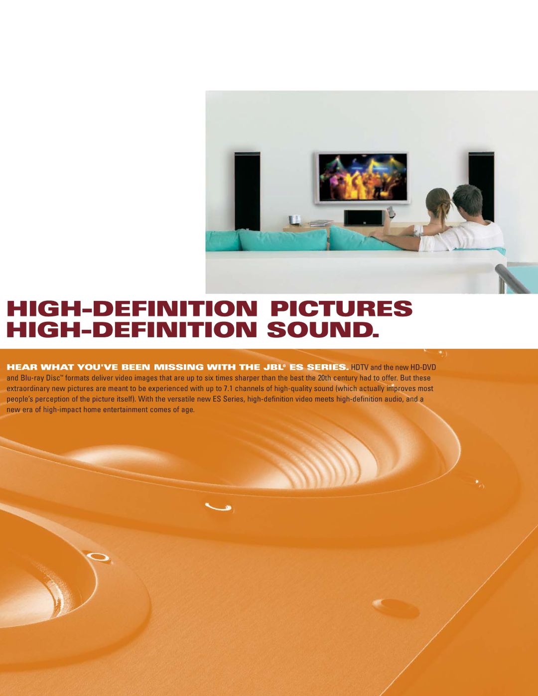 JBL ES Series manual HIGH-DEFINITION Pictures HIGH-DEFINITION Sound 