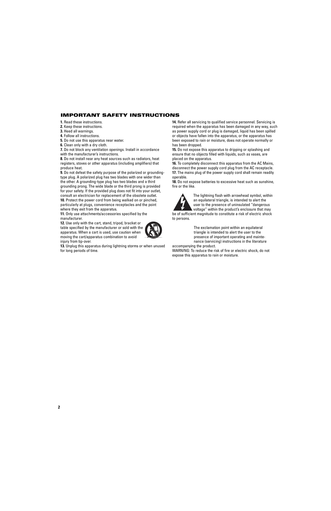 JBL ES250P (120V) manual Important Safety Instructions 