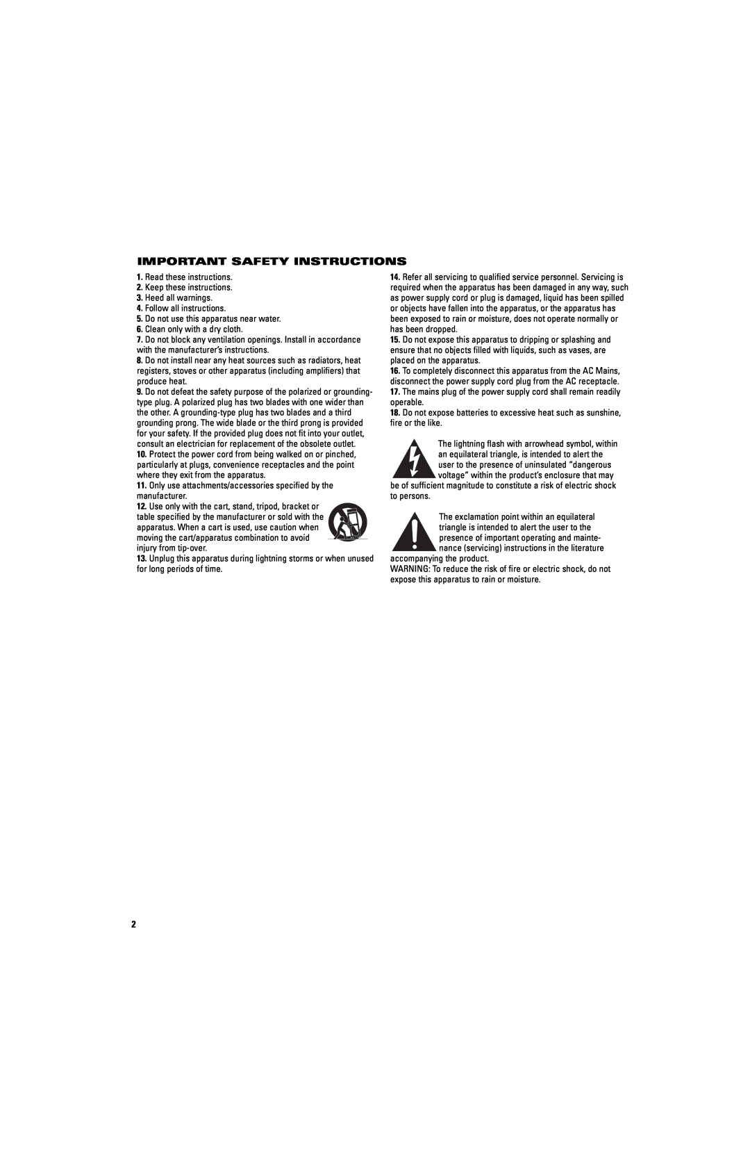 JBL ES250P (120V) manual Important Safety Instructions 
