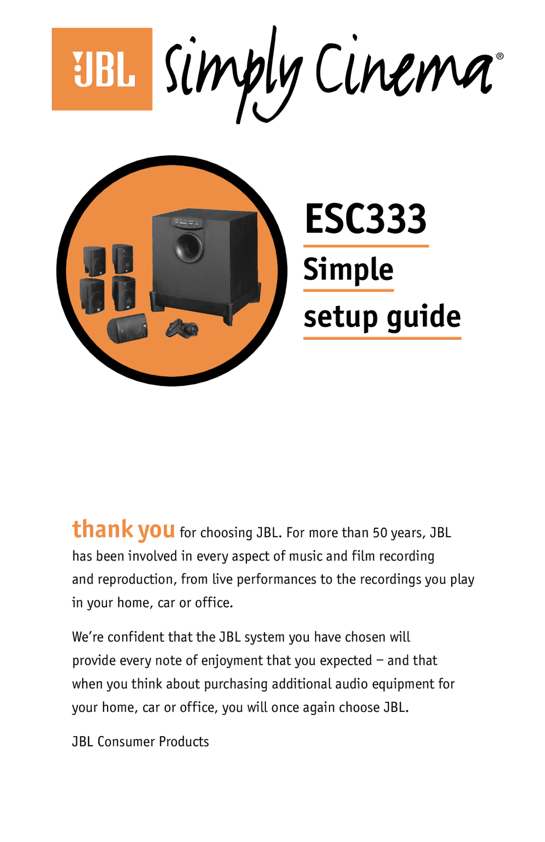 JBL ESC333 setup guide 