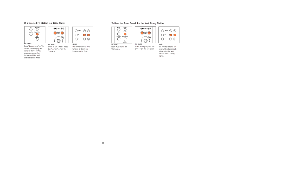 JBL ESC350 setup guide When in the Mono mode, the or on The Source or, Push Auto Tune on The Source 