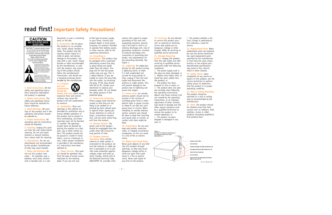 JBL ESC350 Tions should be read before, Product is operated, Tions should be retained for, Future reference, Be adhered to 