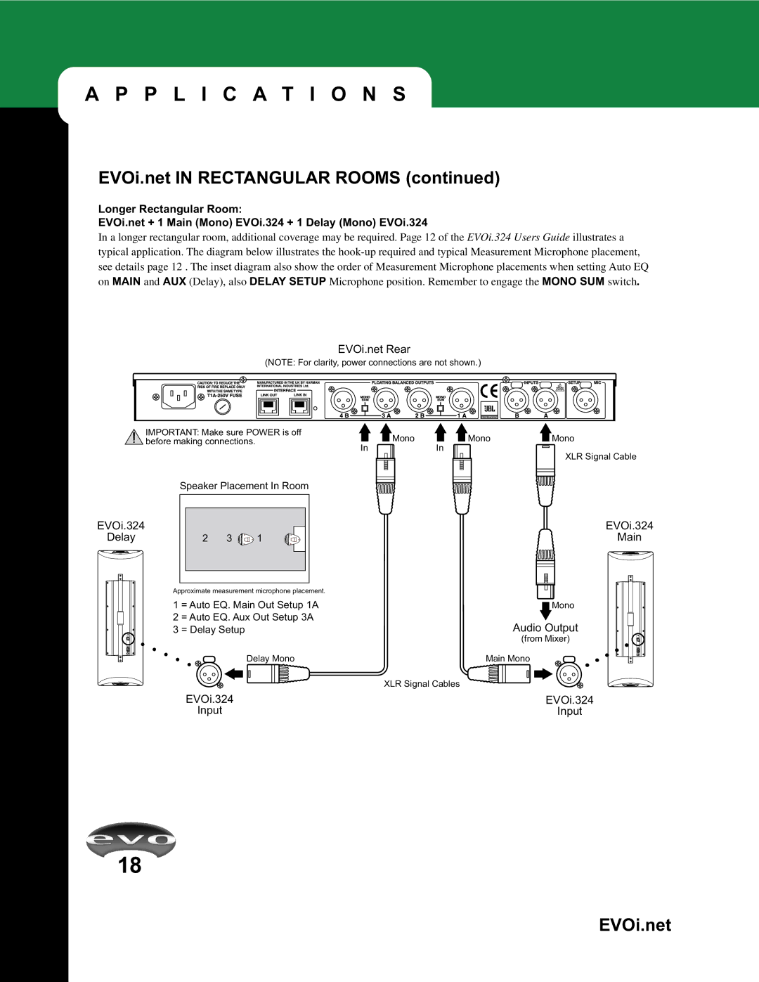 JBL manual EVOi.net Rear EVOi.324 Delay 