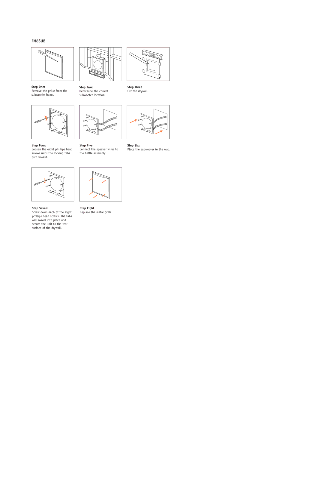 JBL FM8SUB, FM52, FM62, FM65C, FM82 setup guide Step One 