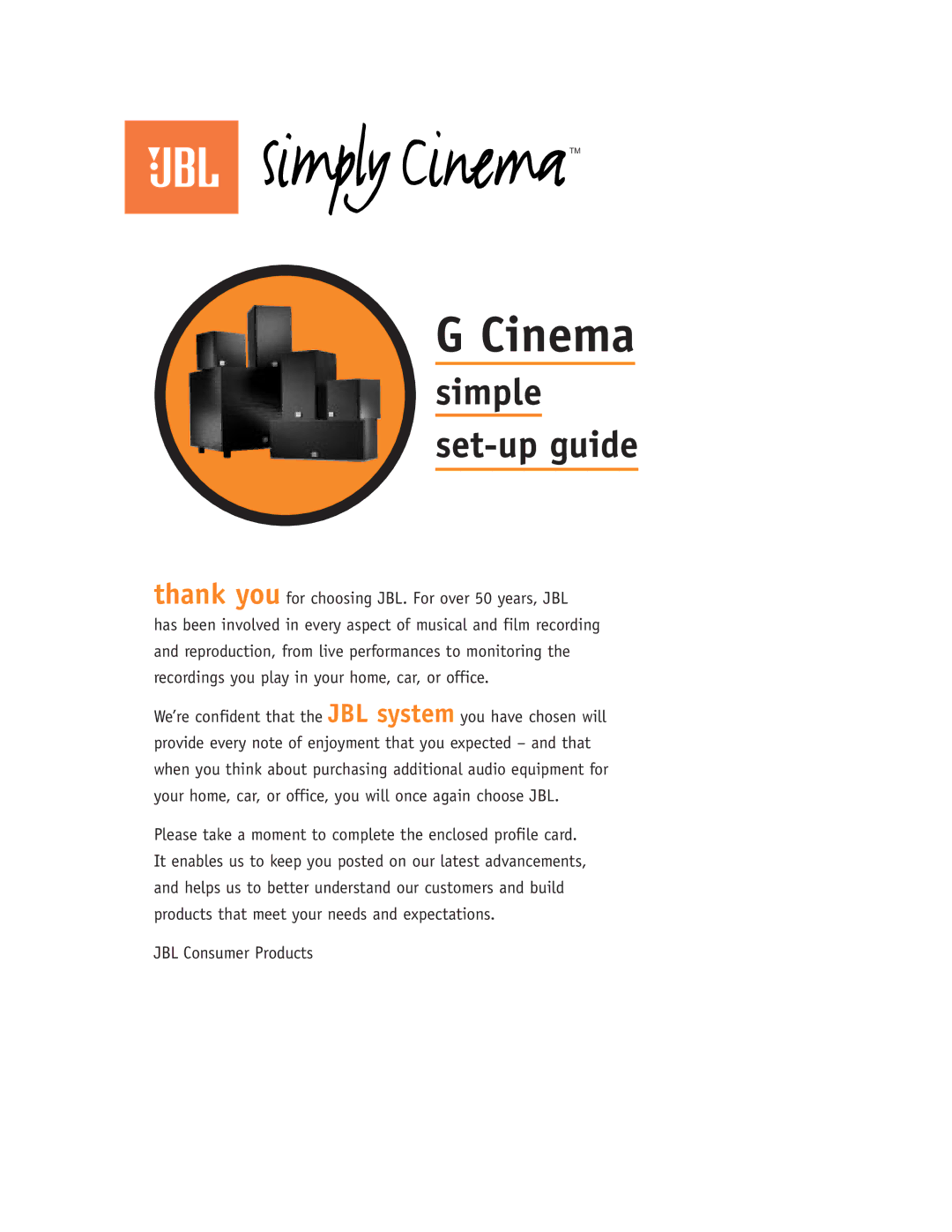 JBL G Cinema setup guide 