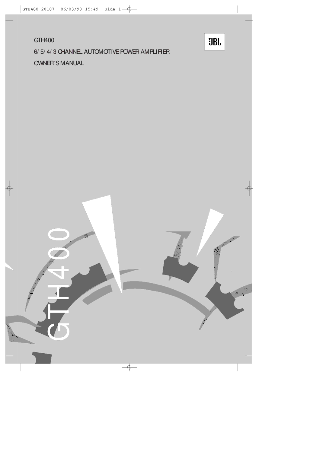 JBL GTH400-20107 manual 