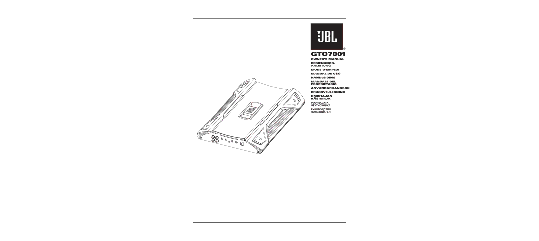 JBL GTO7001 owner manual 