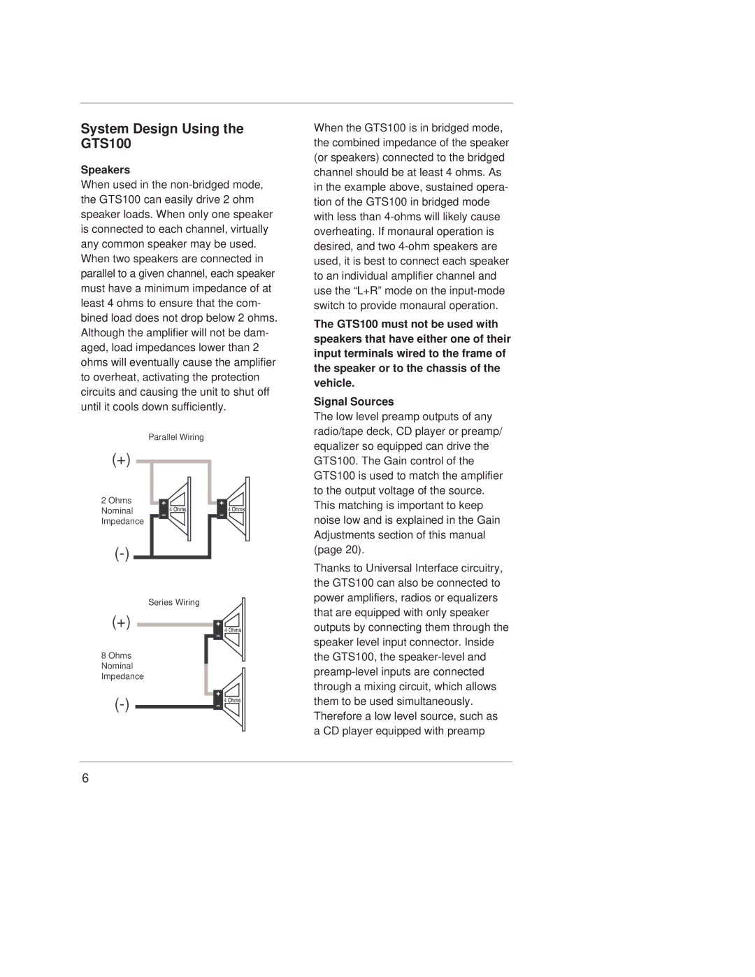 JBL owner manual System Design Using the GTS100, Speakers 