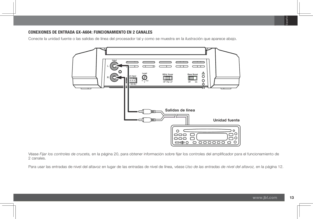 JBL GX-A602, GX-A3001 owner manual Salidas de línea Unidad fuente 