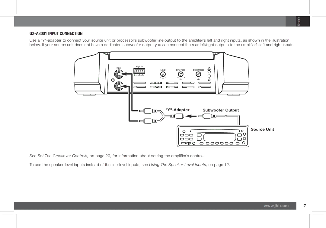 JBL GX-A602 owner manual GX-A3001 Input Connection 