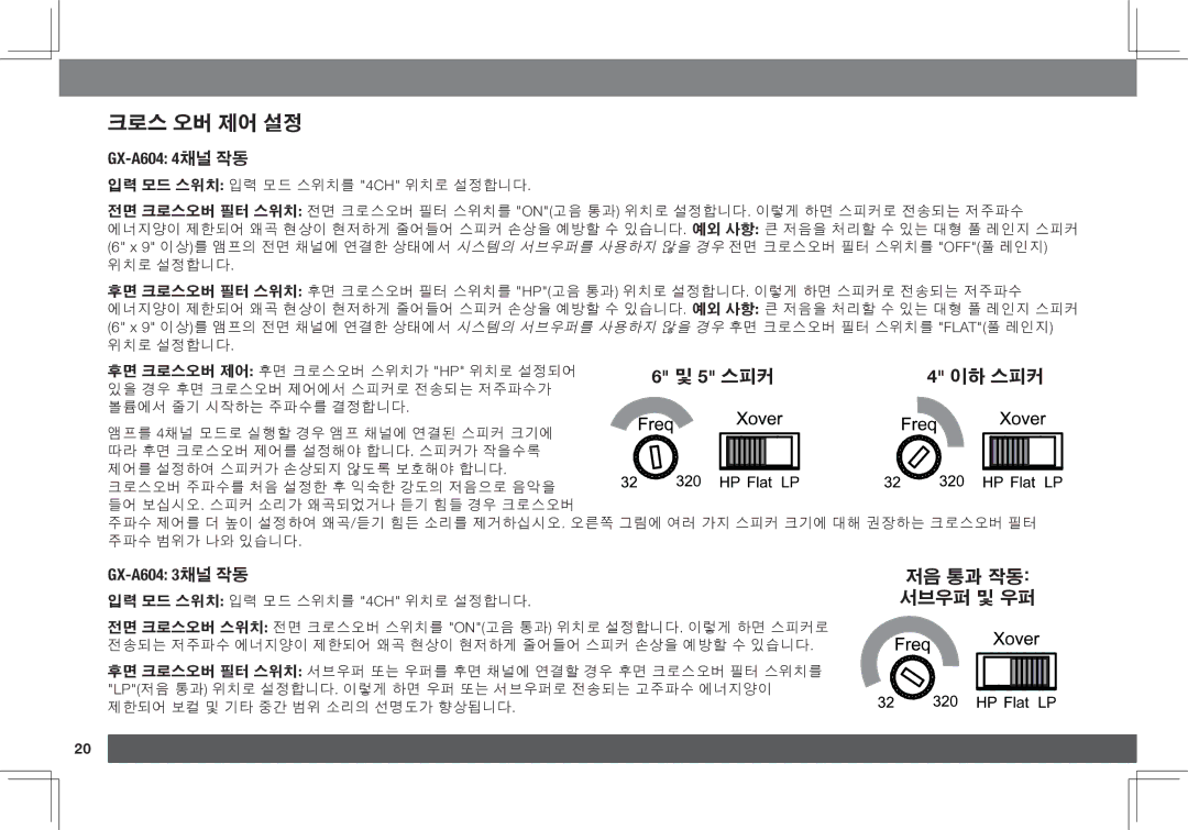 JBL GX-A3001, GX-A602 owner manual GX-a604 4채널 작동, GX-a604 3채널 작동 