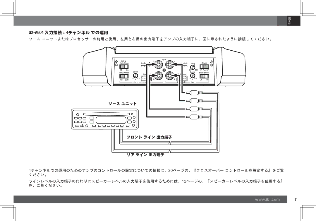 JBL GX-A602, GX-A3001 owner manual GX-A604入力接続：4チャンネル での運用 