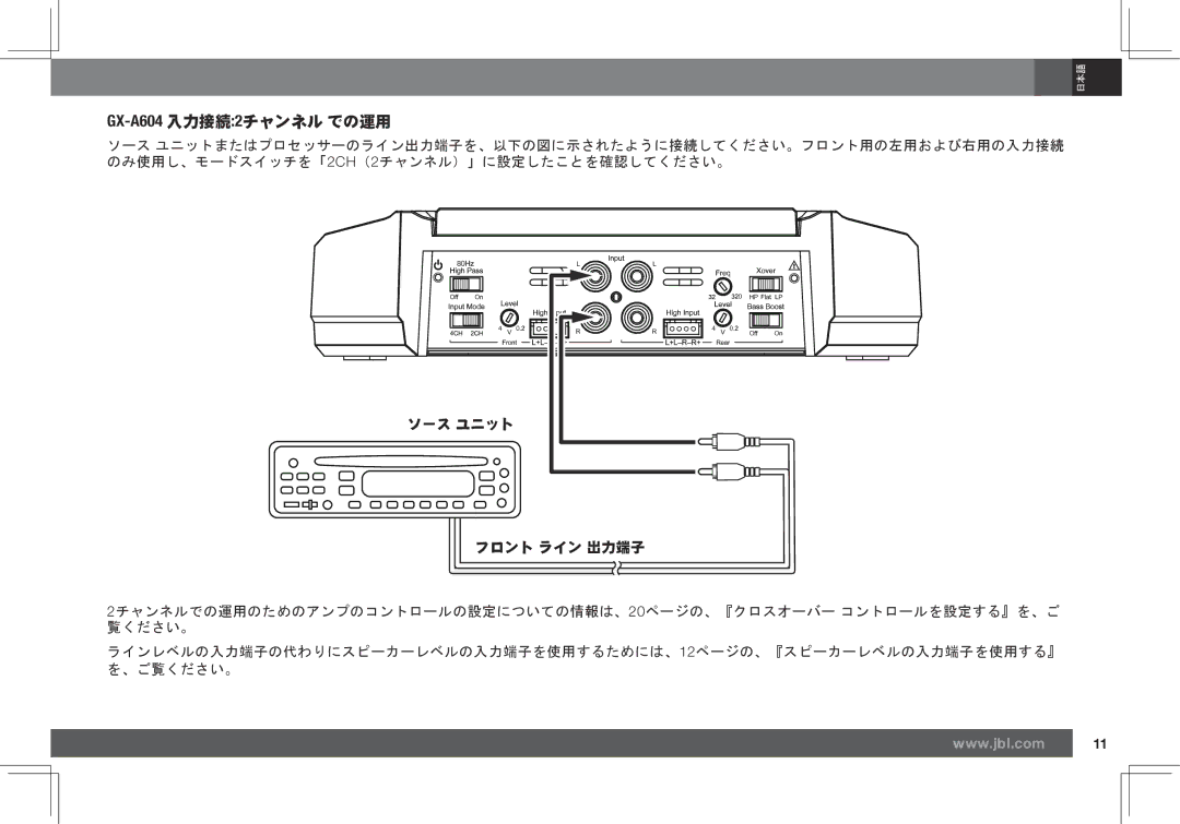 JBL GX-A602, GX-A3001 owner manual GX-A604入力接続2チャンネル での運用 