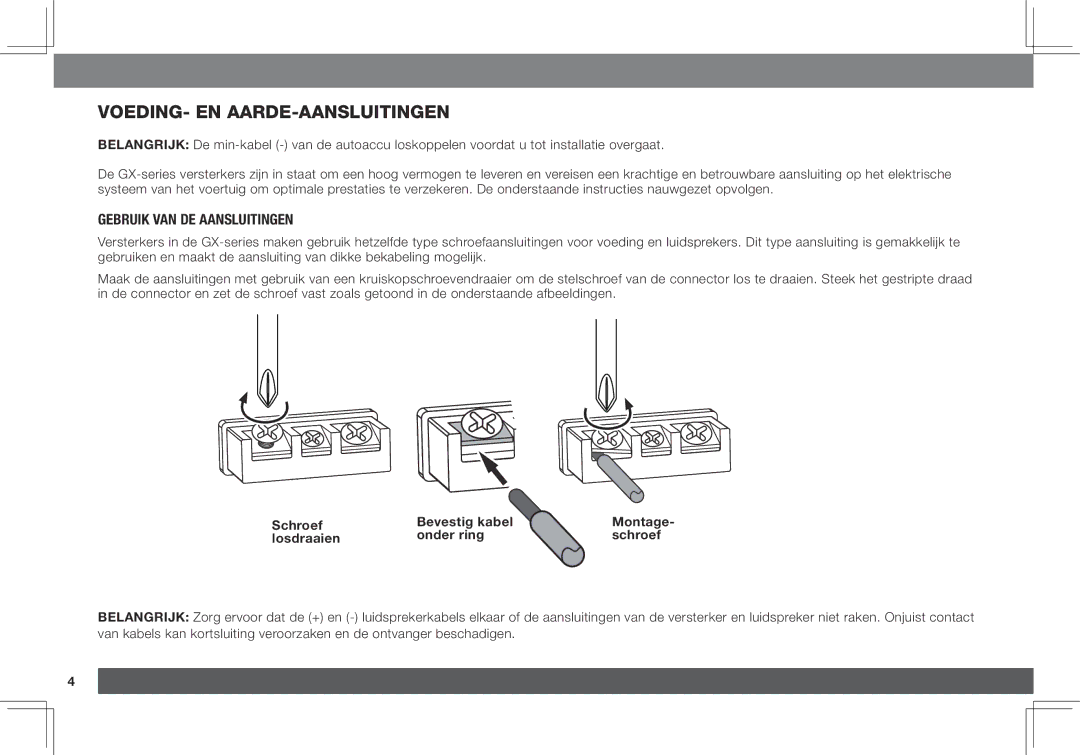 JBL GX-A3001, GX-A602 owner manual Voeding- en aarde-aansluitingen, Gebruik van de aansluitingen 