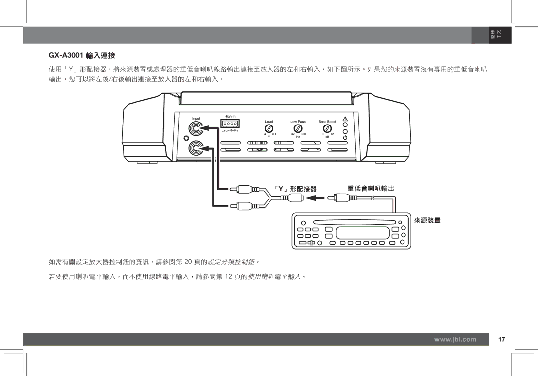 JBL GX-A602 owner manual GX-A3001 輸入連接 