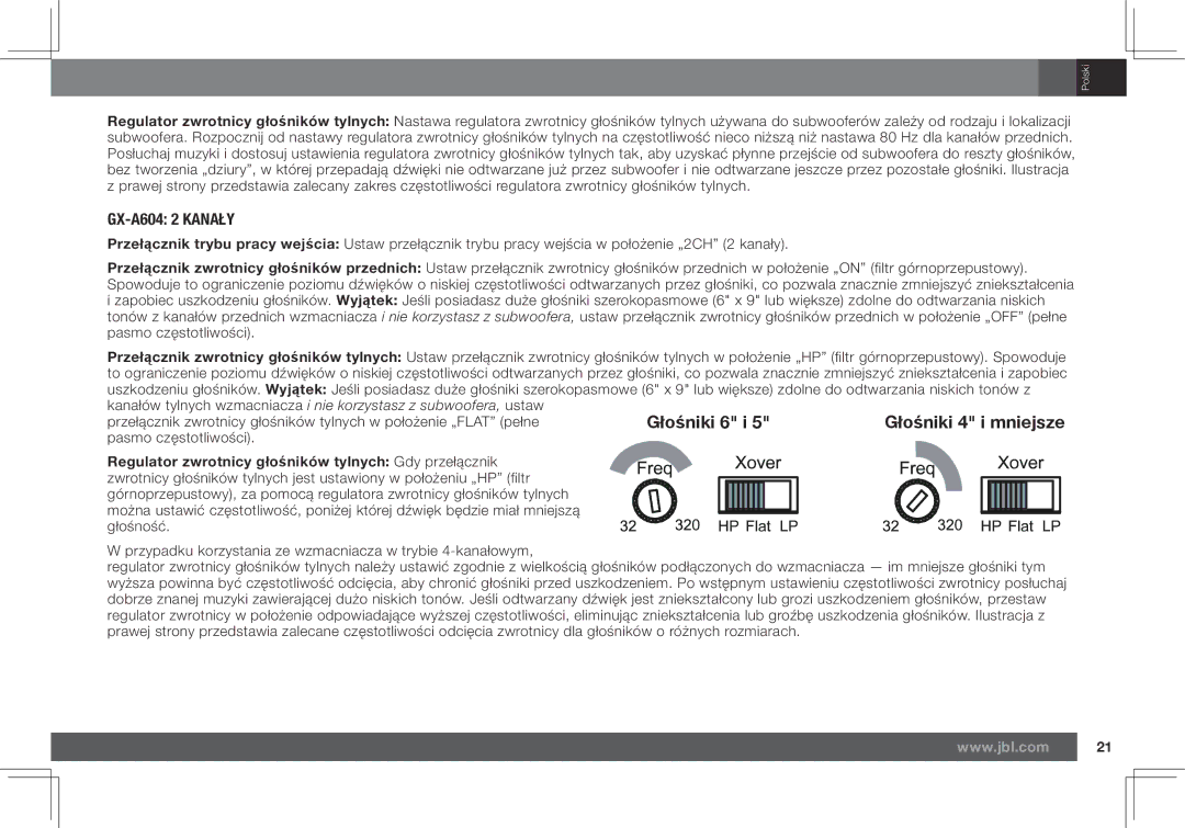 JBL GX-A602, GX-A3001 owner manual GX-A604 2 Kanały 