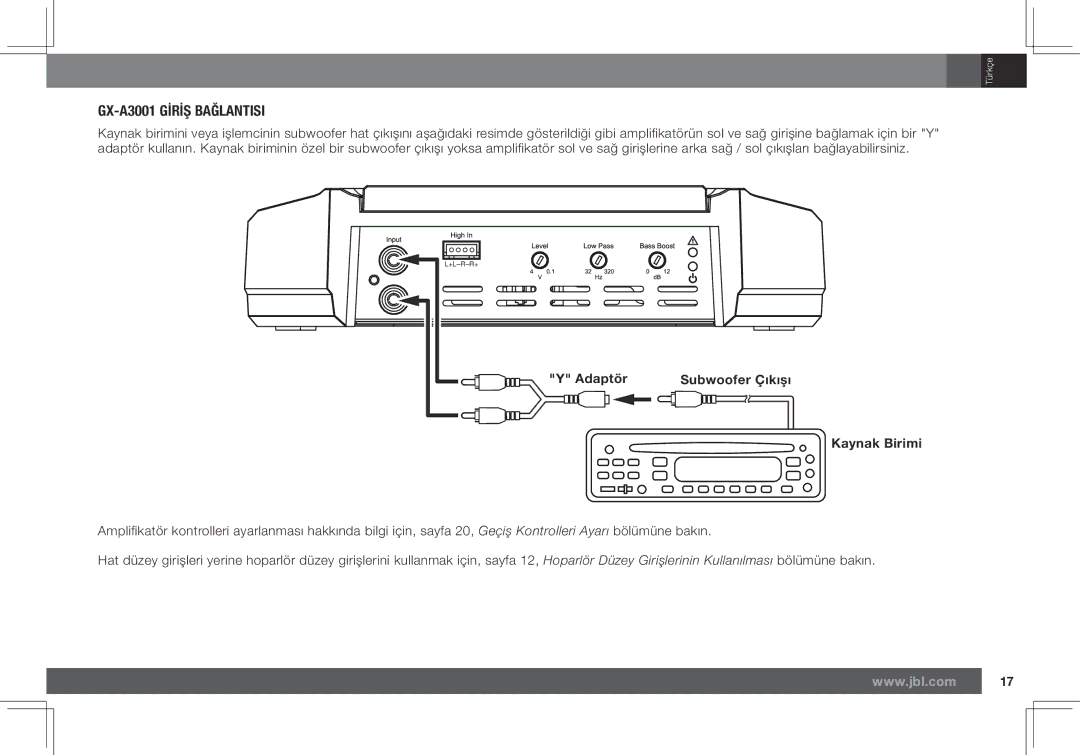 JBL GX-A602 owner manual GX-A3001 Gİrİß Bağlantisi 