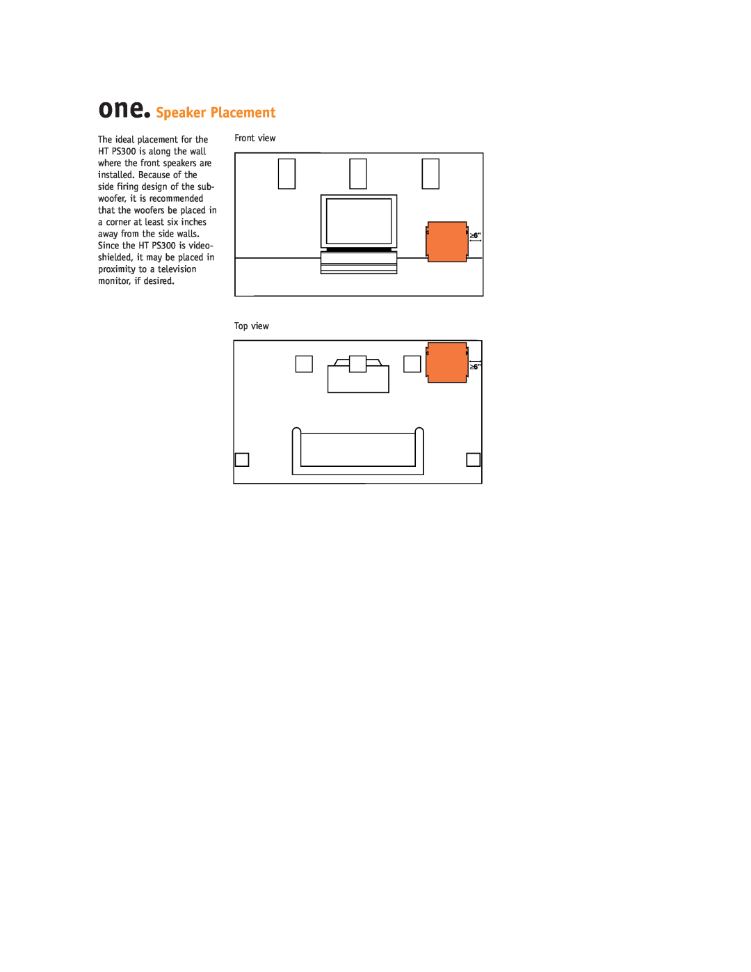 JBL HT PS300 setup guide one. Speaker Placement 
