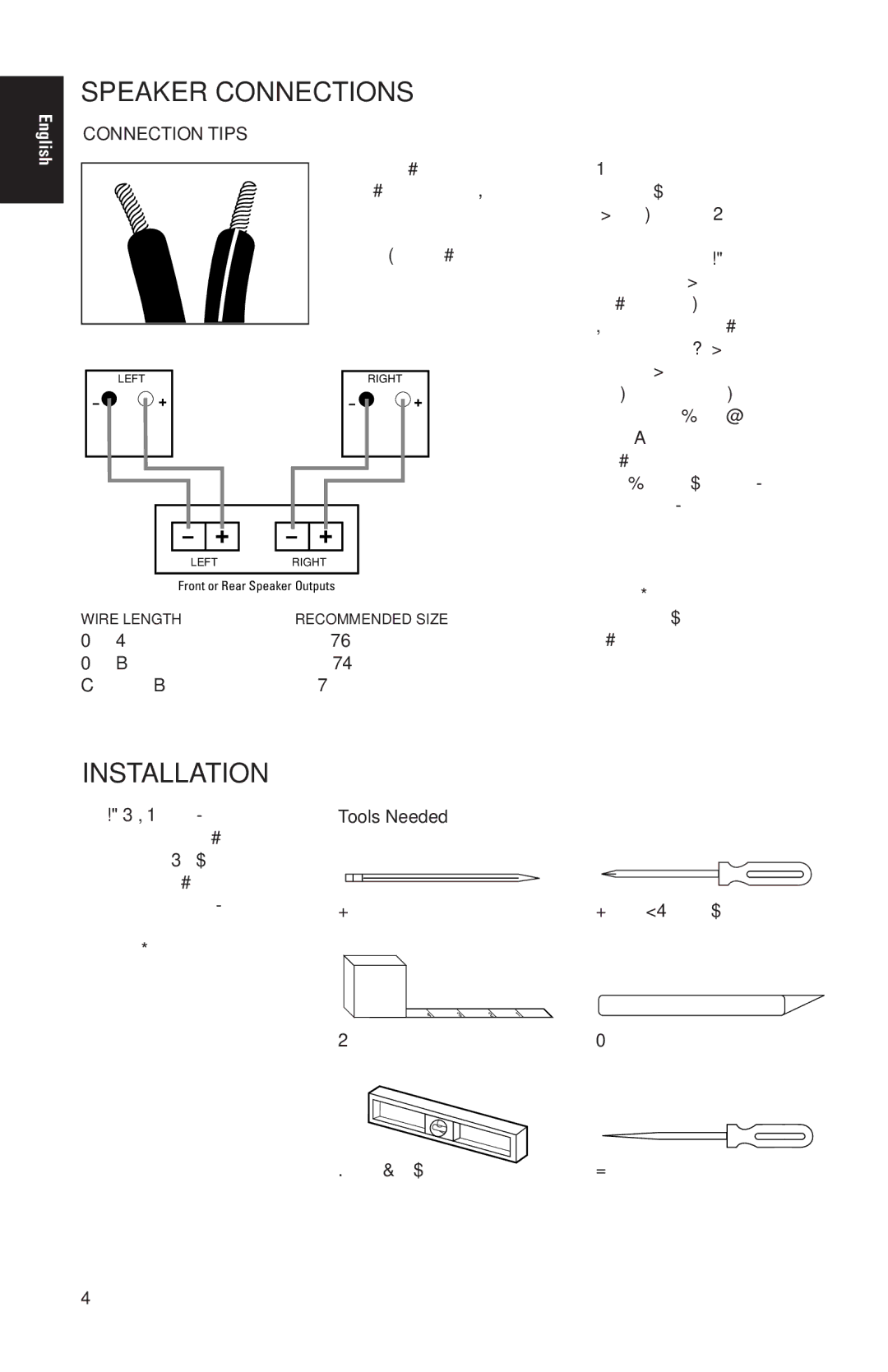 JBL HT16C, HT18, HT155 manual Speaker Connections, Installation, Connection Tips 