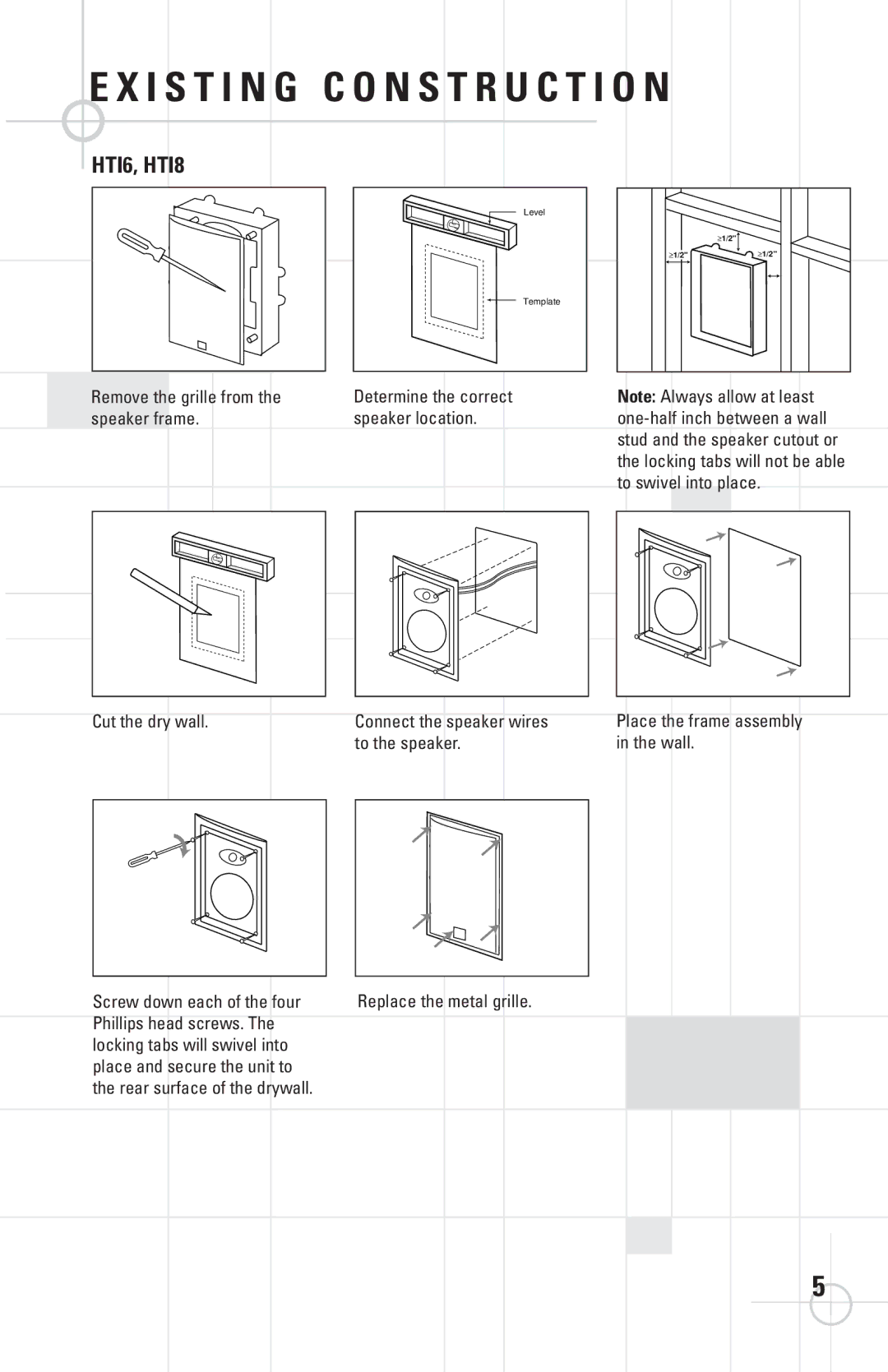 JBL HTI6C, HTI8 manual I S T I N G C O N S T R U C T I O N, From Determine the correct, Speaker location 