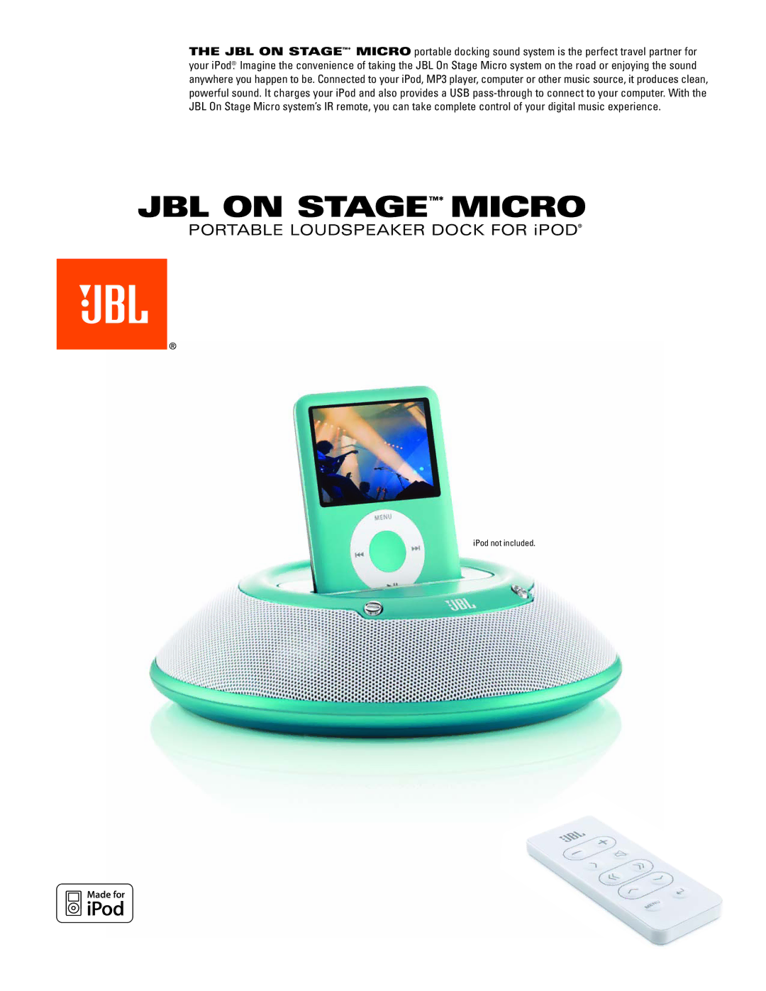 JBL IIIP manual JBL on STAGE* Micro 