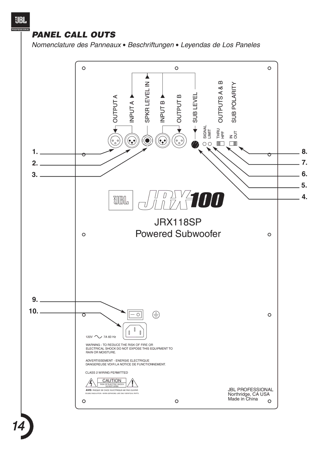 JBL JRX118SP manual 