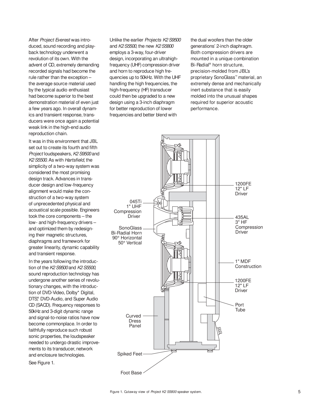 JBL K2 S5800 manual and enclosure technologies See Figure 