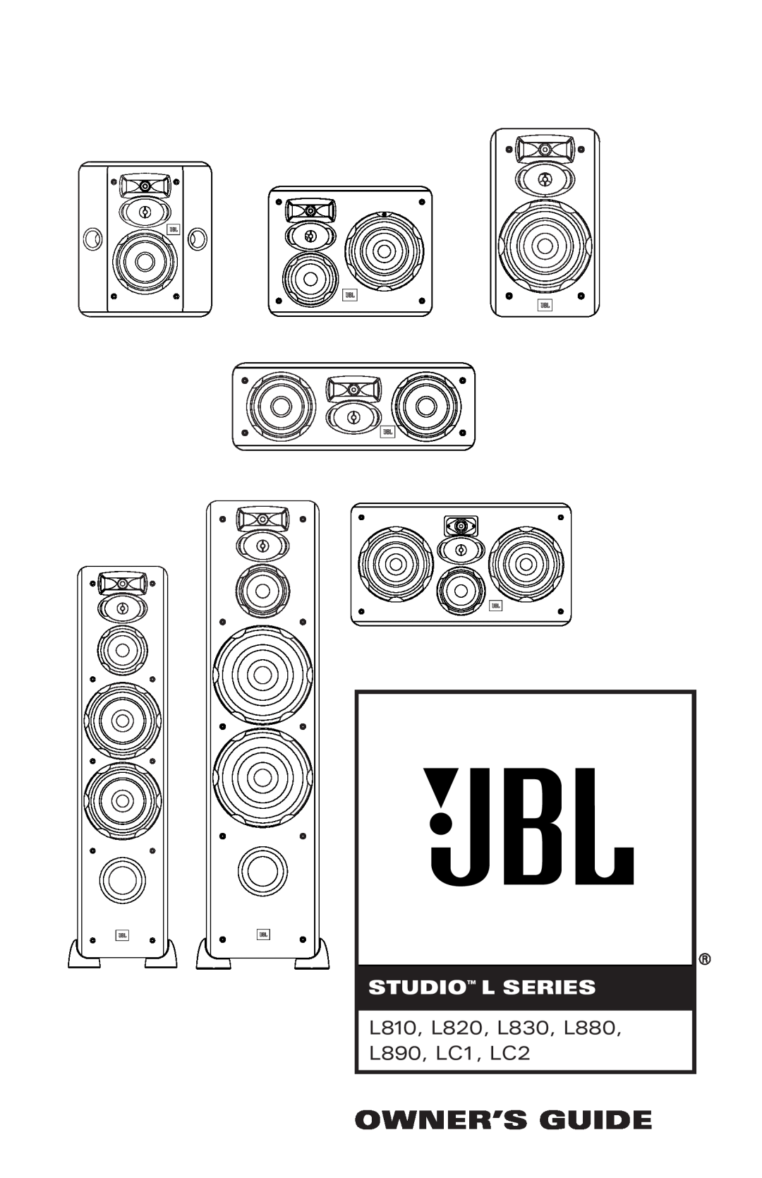 JBL manual Owner’S Guide, Studio L Series, L810, L820, L830, L880 L890, LC1, LC2 