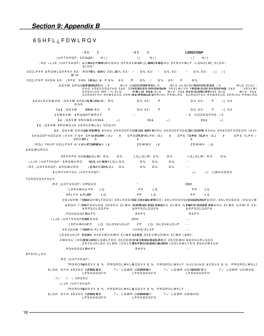 JBL LSR2328P owner manual Specifications, LSR2310SP 