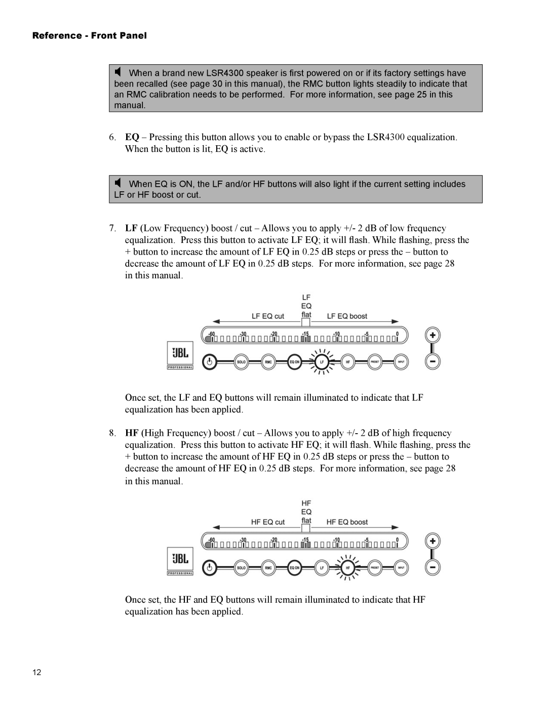 JBL LSR4326P, LSR4328P owner manual Reference Front Panel 