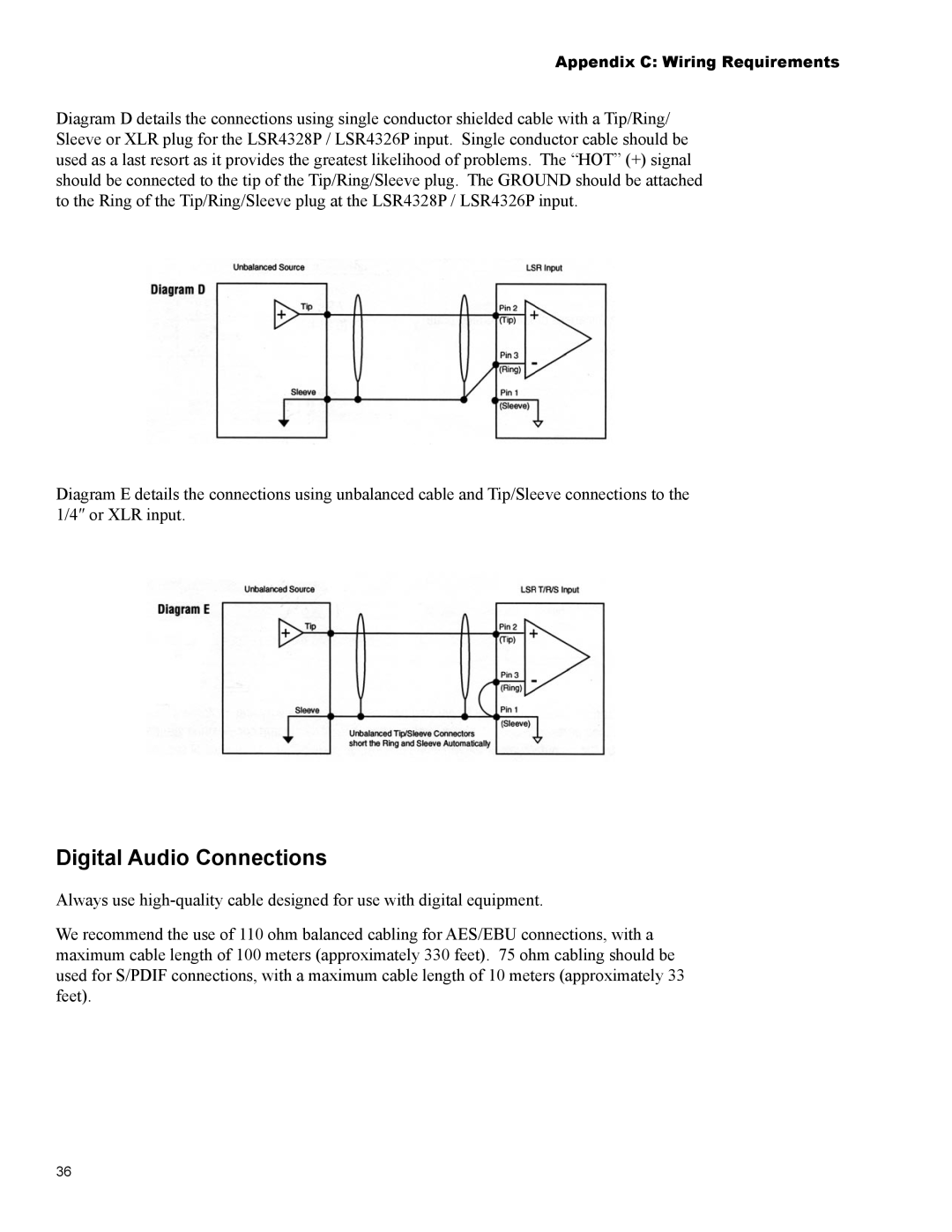 JBL LSR4326P, LSR4328P owner manual Digital Audio Connections 