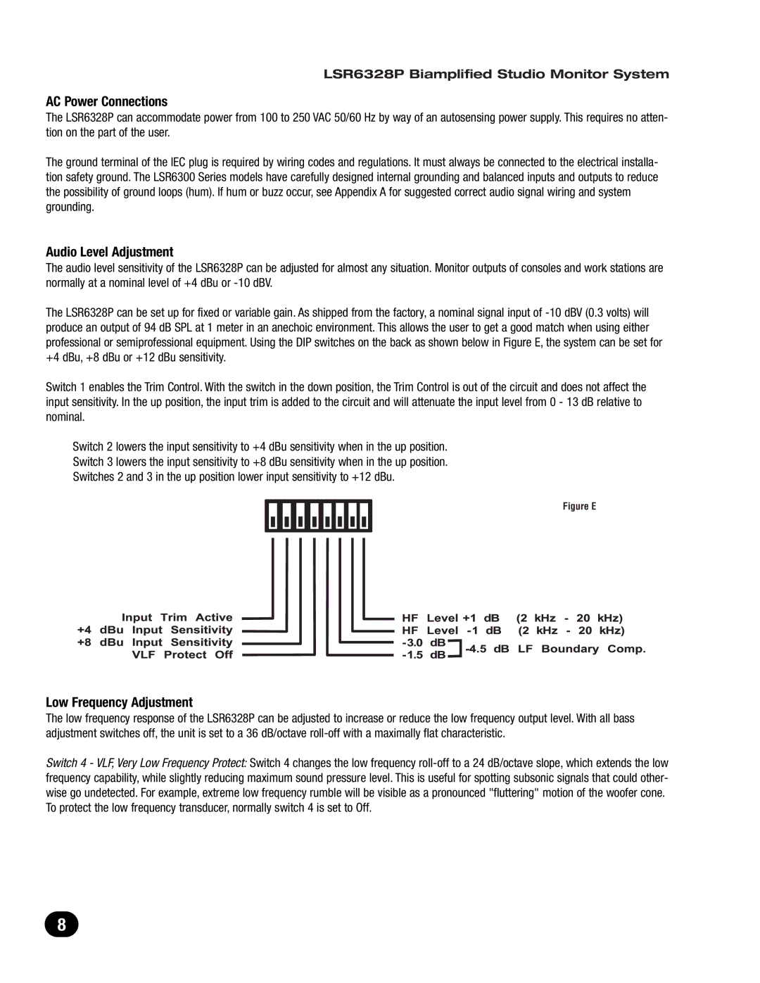 JBL LSR6300 owner manual AC Power Connections, LSR6328P Biamplified Studio Monitor System 