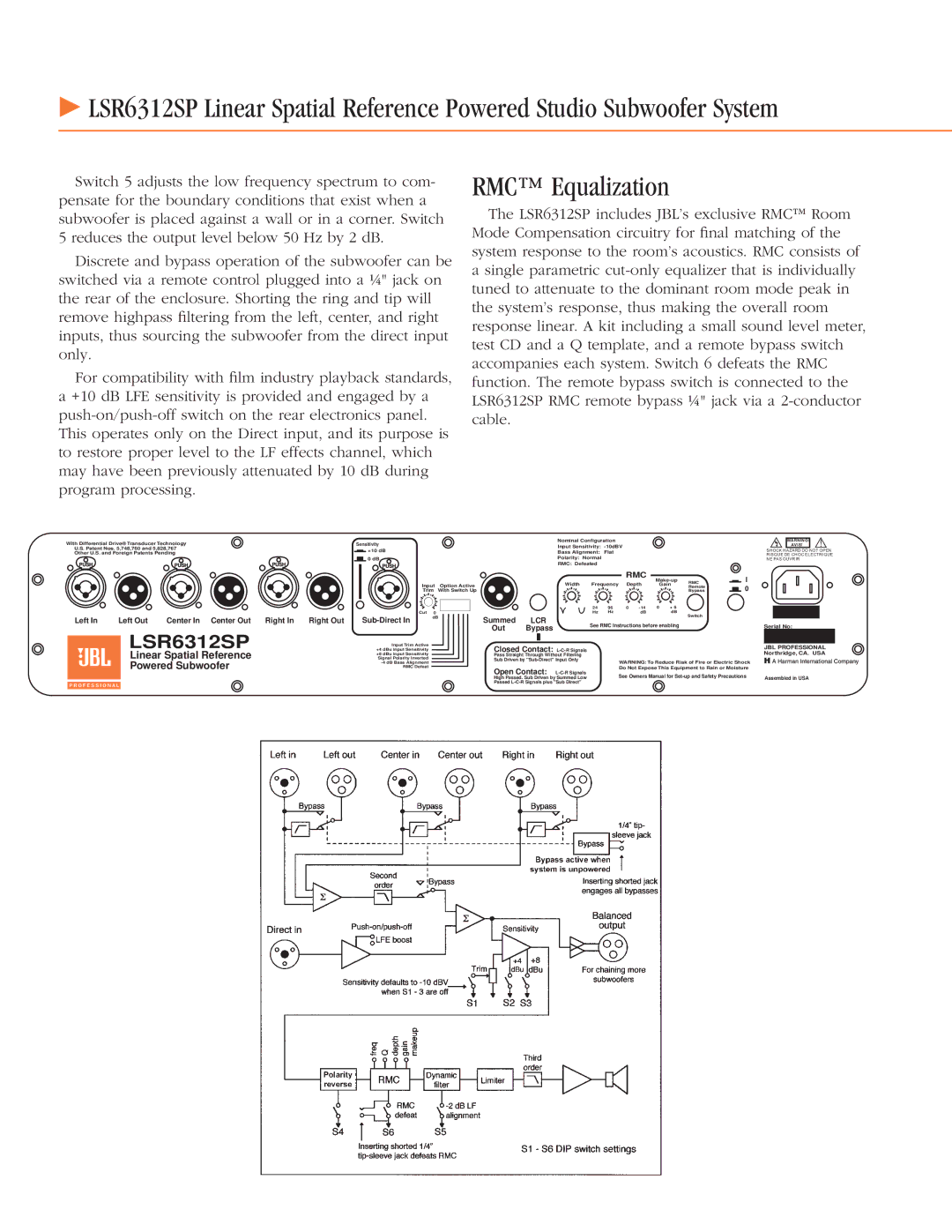 JBL LSR6312SP manual RMC Equalization, Avis 