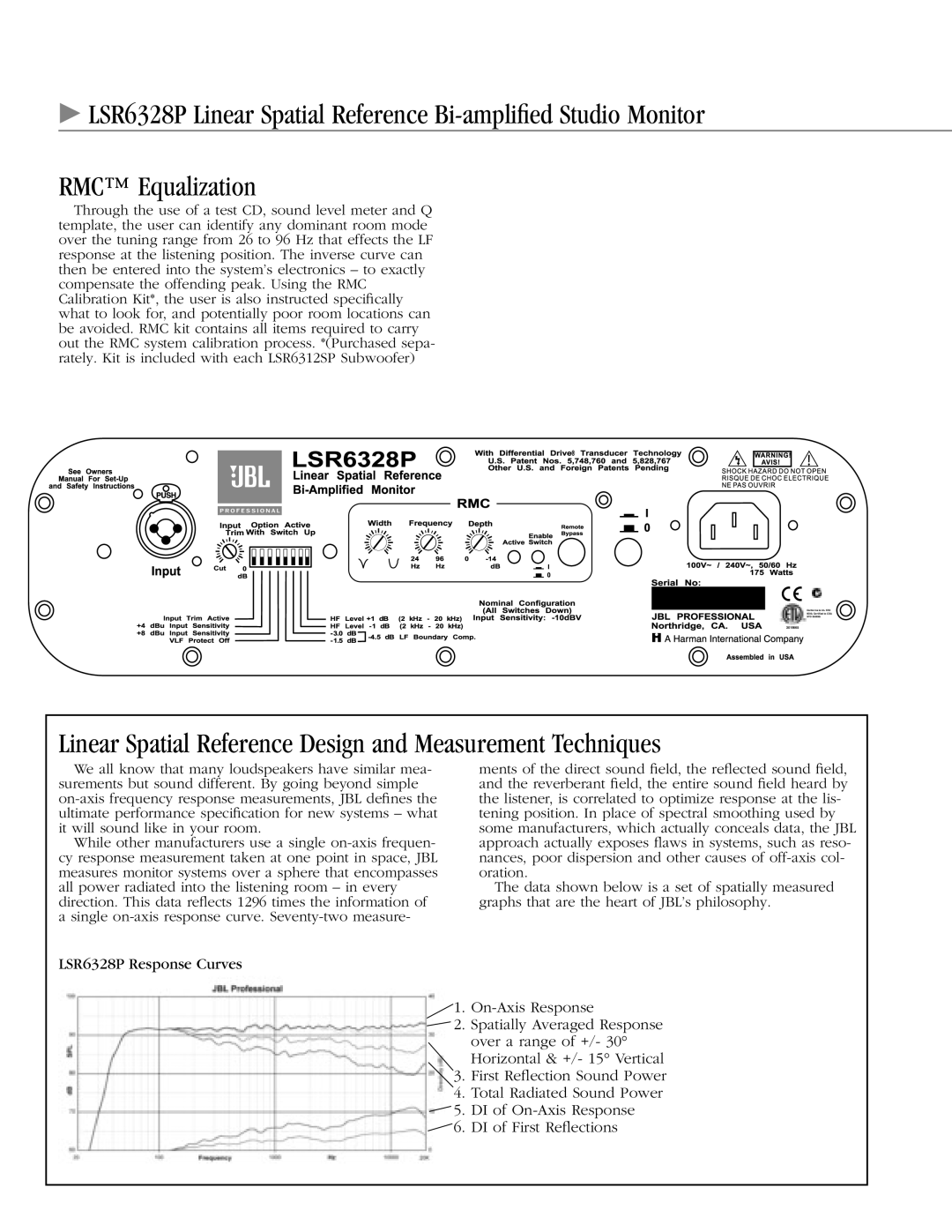 JBL LSR6328P manual Linear Spatial Reference Design and Measurement Techniques 