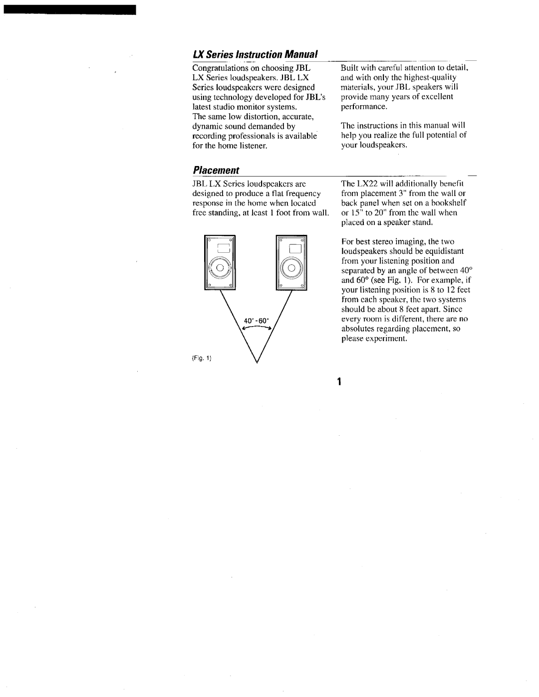 JBL LX manual 