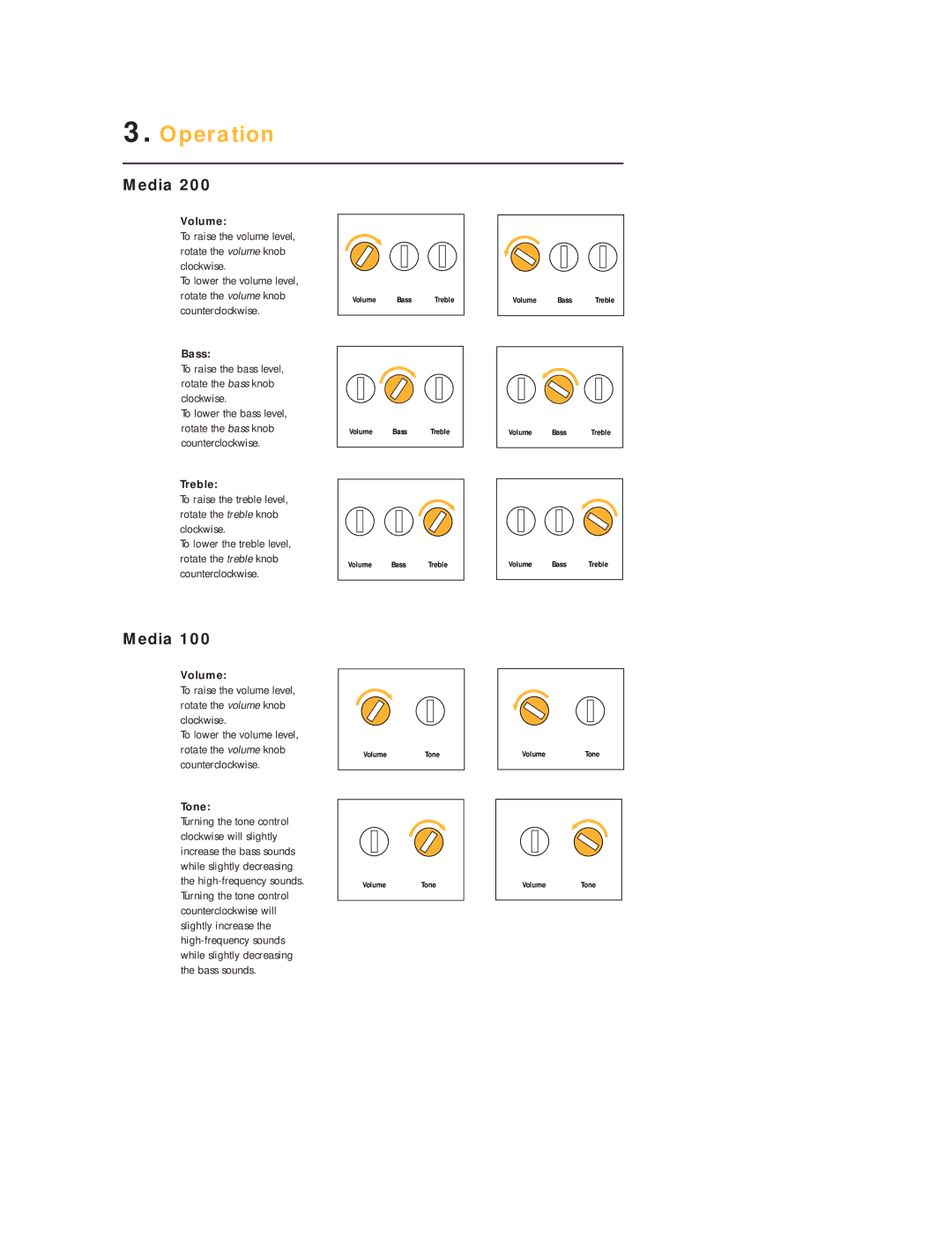 JBL Media100/200 manual Operation, Volume 