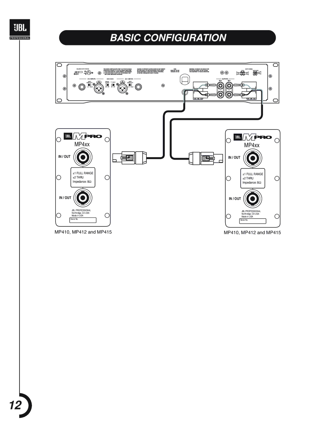 JBL MPro 400 manual Basic Configuration, MP4xx 