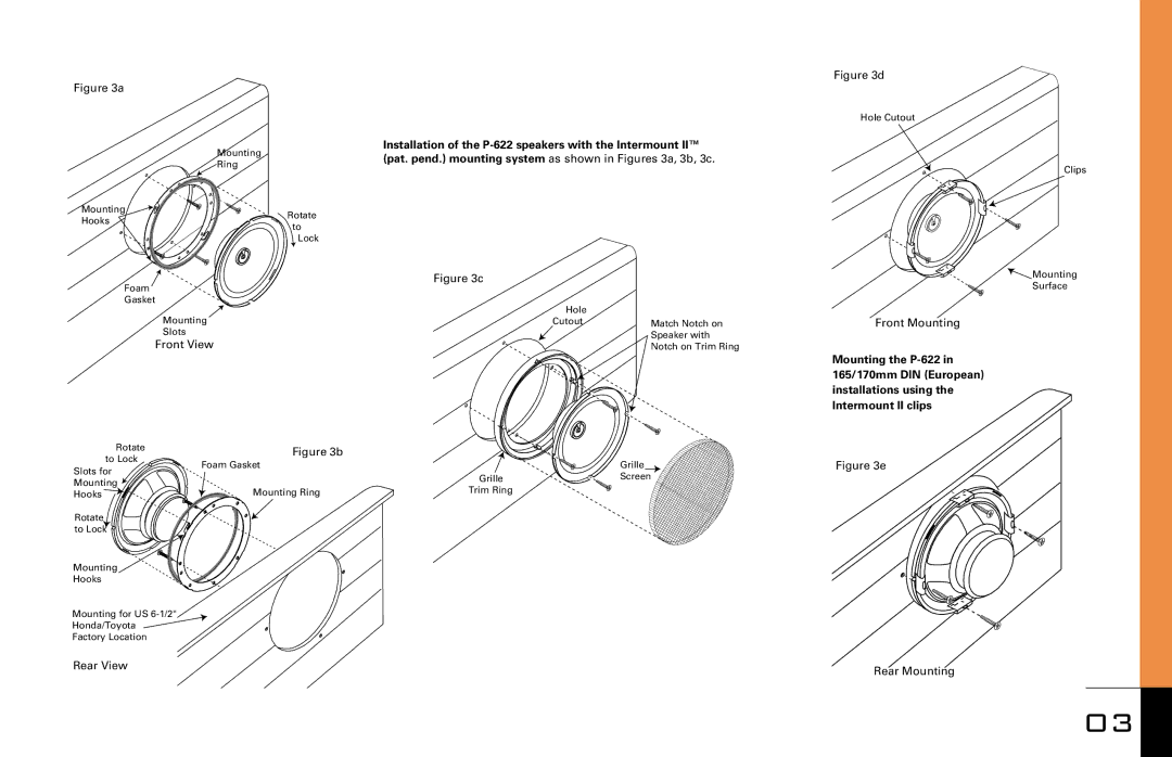 JBL P-422, P-923, P-522, P-622 owner manual Front View 