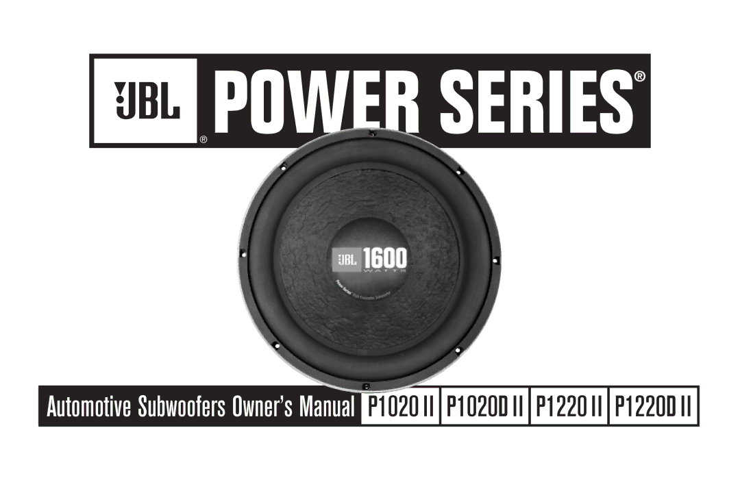 JBL P1220DII, P1220II, P1020II, P1020DII owner manual Power Series 