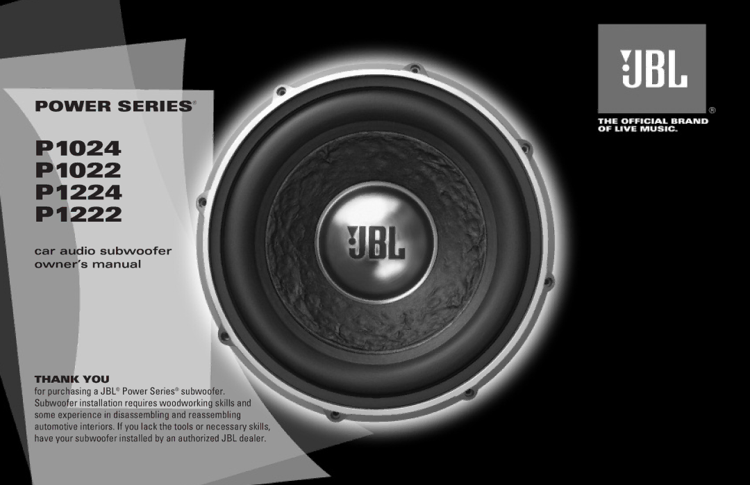 JBL owner manual P1024 P1022 P1224 P1222 