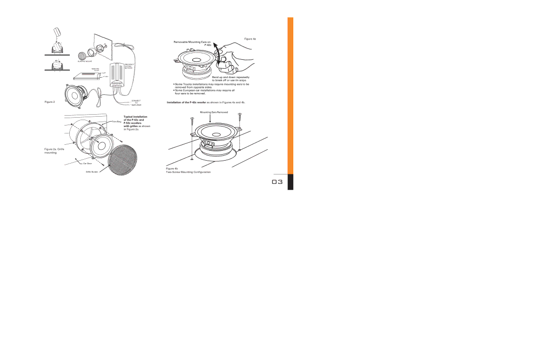 JBL P52c, P42c, P62c owner manual Grille mounting 